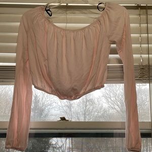 Off the shoulder long sleeve crop top